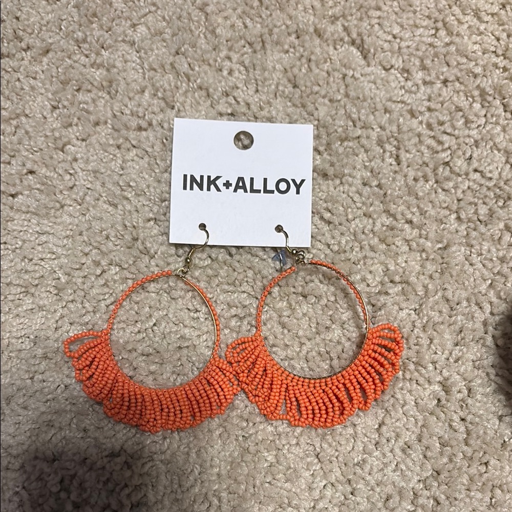 INK +ALLOY Orange Beaded Hoop Earrings